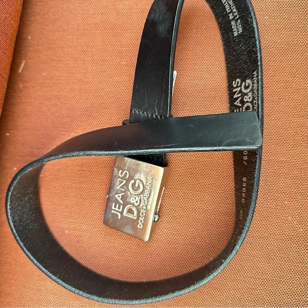 Dolce & Gabbana Black Leather Belt Kids 19-23 waist 50-60CM LOGO Designer 3053 Y